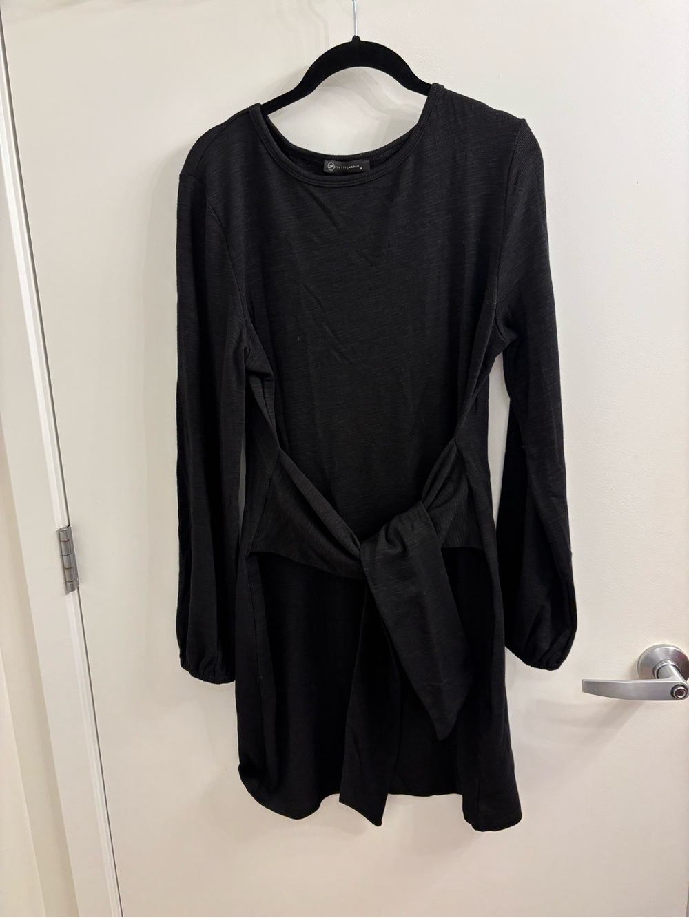 Black Long-Sleeve Tie-Front Dress
